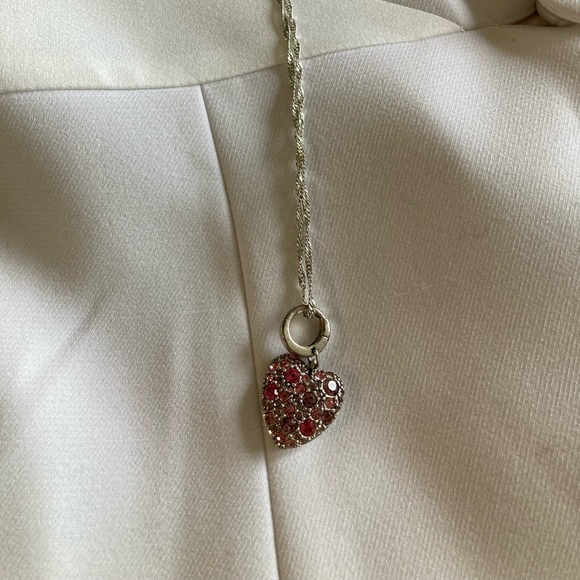 Fossil Pink crystals heart charm with chain 💖 - Picture 3 of 8